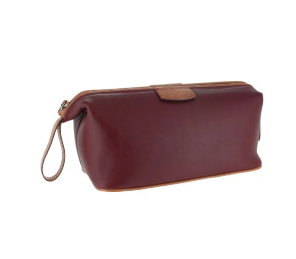 Leather Wash Bag - Burgundy