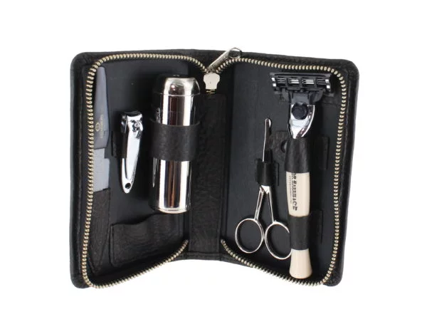 Black Zip Travel Shaving Set