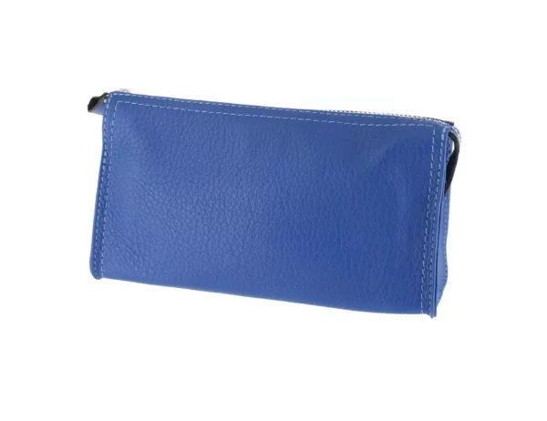 Small Bright Blue Leather Wash Bag