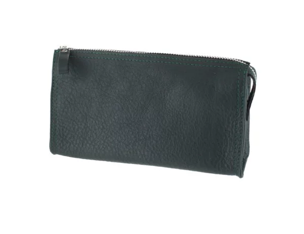 Small Dark Green Leather Wash Bag