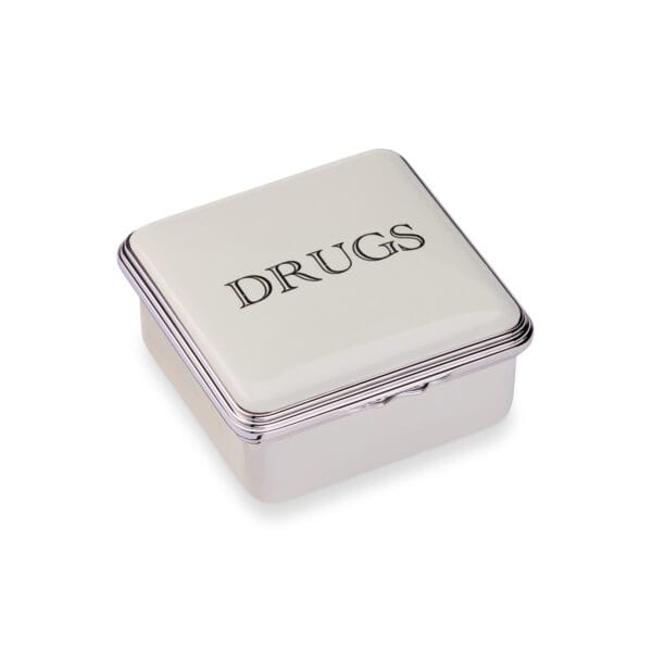 Drugs Rice White Enamel Pill Box Square