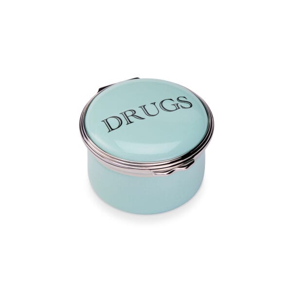 Drugs Celadon Enamel Pill Box Circular