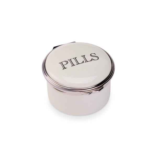 Pills Rice White Enamel Pill Box Circular