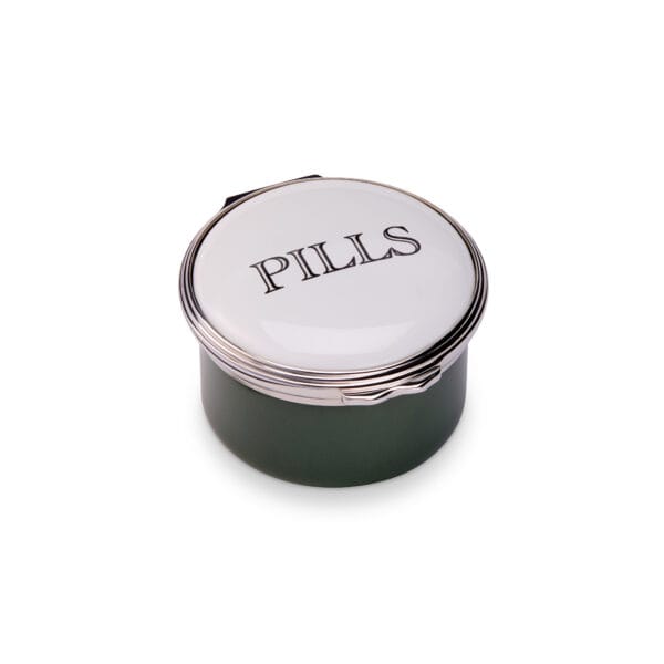 Pills Green Enamel Pill Box Circular