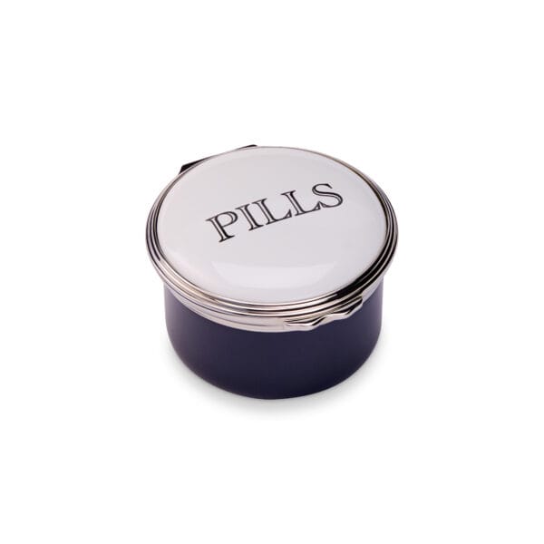 Pills Blue Enamel Pill Box Circular