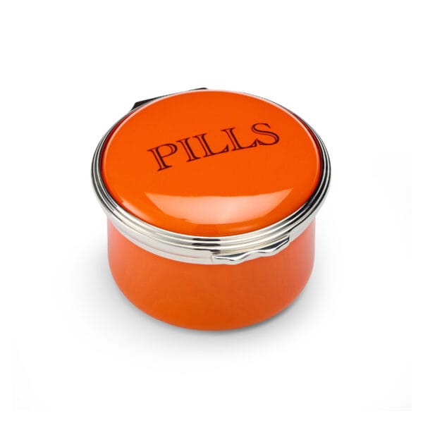 Pills Orange Enamel Pill Box Circular